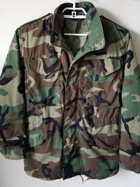 Vintage Military Cold Weather Coat Field Jacket Small Reg Hooded M65 Woodland